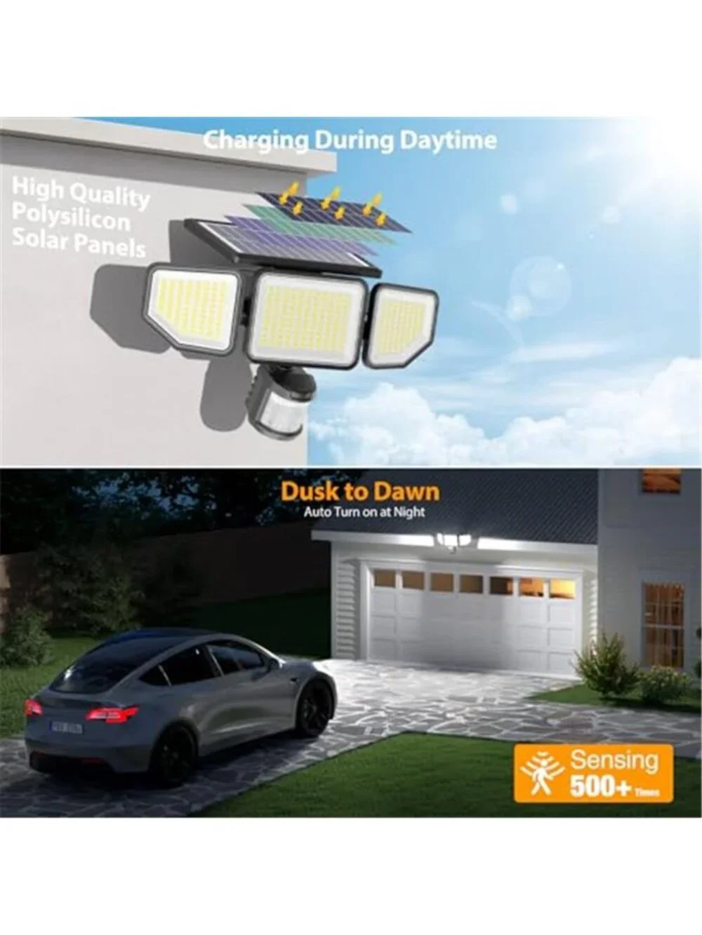 Solar Flood Lights Outdoor Motion Sensor 4500LM Waterproof Security Light Remote
